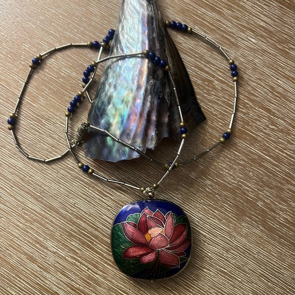 Enameled Pillow Two sided pendant - Picture 3 of 6